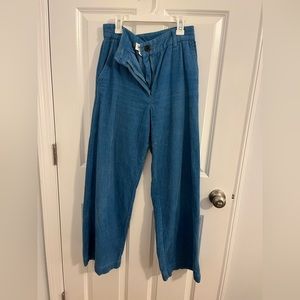 Blue Corduroy Monkl Wide Leg Pants